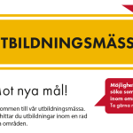 Del av flygbladet där det står Utbildningsmässa - mot nya mål.